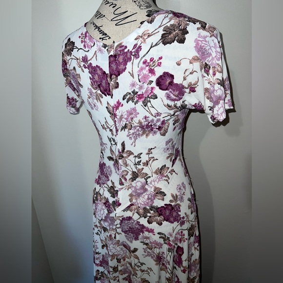 Vintage 90s Starina Dloral Midi Dress/Cottagecore/Rayon/Small - Picture 6 of 16